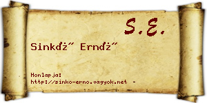 Sinkó Ernő névjegykártya