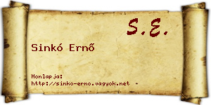 Sinkó Ernő névjegykártya